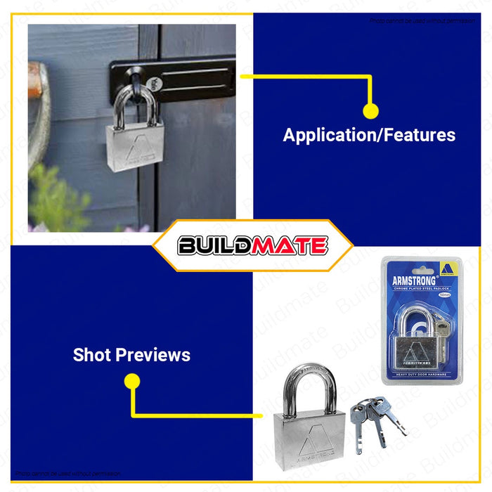 AMSTRONG Chrome Plated Steel Padlock Short Shackle 30mm | 40mm | 50mm SOLD PER PIECE •BUILDMATE•