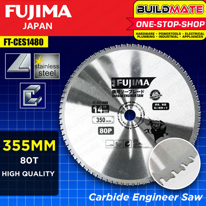 BUILDMATE Fujima Carbide Engineer Saw Blade 80T 14" Inch 350mm [SOLD PER PIECE] Circular Saw Carbide Tip For Wood Table Saw Blade Miter Saw Blades Cutting For Wood Blade Wood Cutting Circular Saw Blade Stainless Steel FT-CES350*80 | FT-CES355X80
