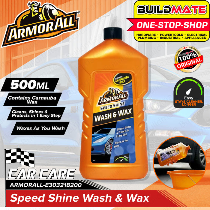 BUILDMATE Armor All Speed Shine Wash And Wax 500ML Clean & Shines Cleaner Cleaning Tools Car Wash Shampoo Cleaning Tools for Cars Cleans the Toughest Automotive Dirt Automotive Cleaner E303218200 •