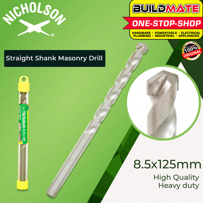 BUILDMATE Nicholson USA Masonry Drill Bit 8.5x125mm 11/32 for Concrete & Bricks Cement Impact Drill Bit Alloy Triangle Drill Bits Concrete Drill Bit Ceramic Tile Drill Bits Carbide Tip 218012 DNM85