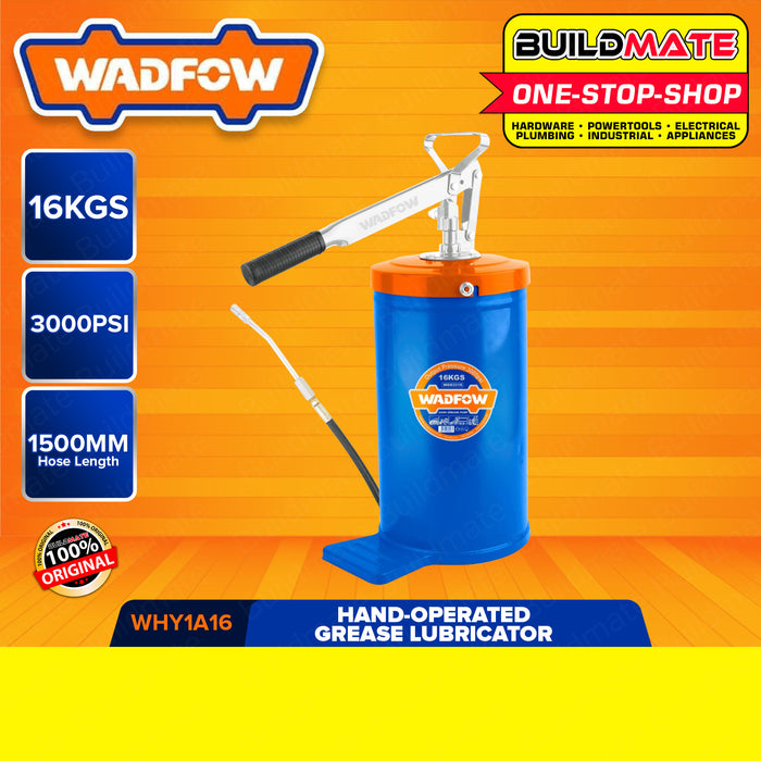 BUILDMATE Wadfow Hand Operated Grease Lubricator 16kgs Manual Lubricating Pump Hand Grease Bucket Tool WHY1A16 • WHT