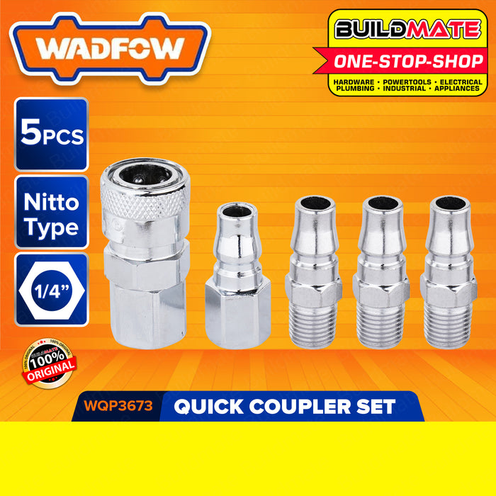 BUILDMATE Wadfow 5PCS/SET 1/4" Inch Quick Plug Quick Connector Pipe Air Compressor Quick Coupler Plug Air Hose Fittings Coupling Plug WQP3673 • WHT