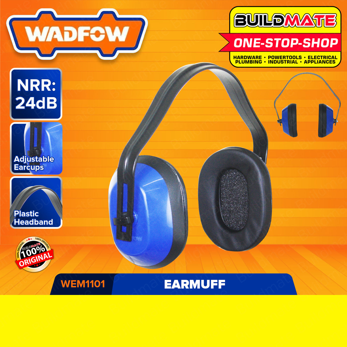 BUILDMATE Wadfow Earmuff 24dB Ear Muff Protector Hearing Protection No ...