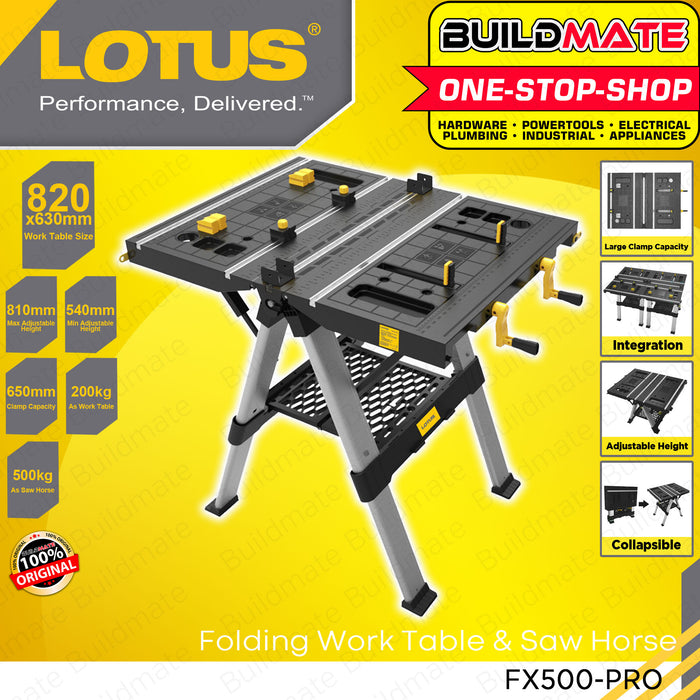 BUILDMATE Lotus Sawhorse Jobsite Table Wood Working Stand Lightweight Folding Work Table Workbench and Saw Horse LT700SHX | FX500-PRO