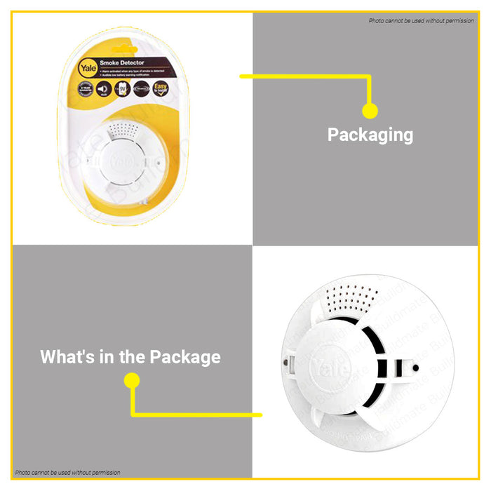 BUILDMATE Wireless Yale Smoke Detector 85dB Fire Alarm with One 9V Battery Fire Early Warning Detector SD2