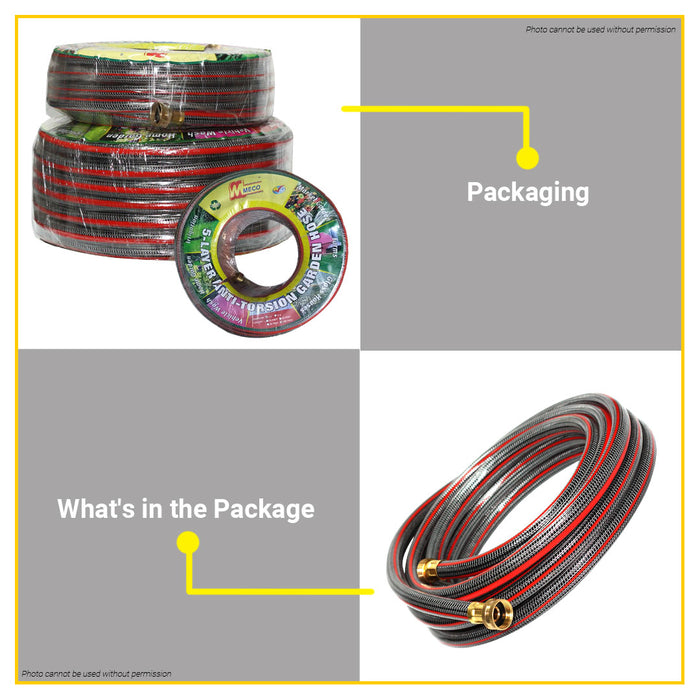 MECO Garden Water Hose with Hose Coupling BLACK with RED •BUILDMATE•