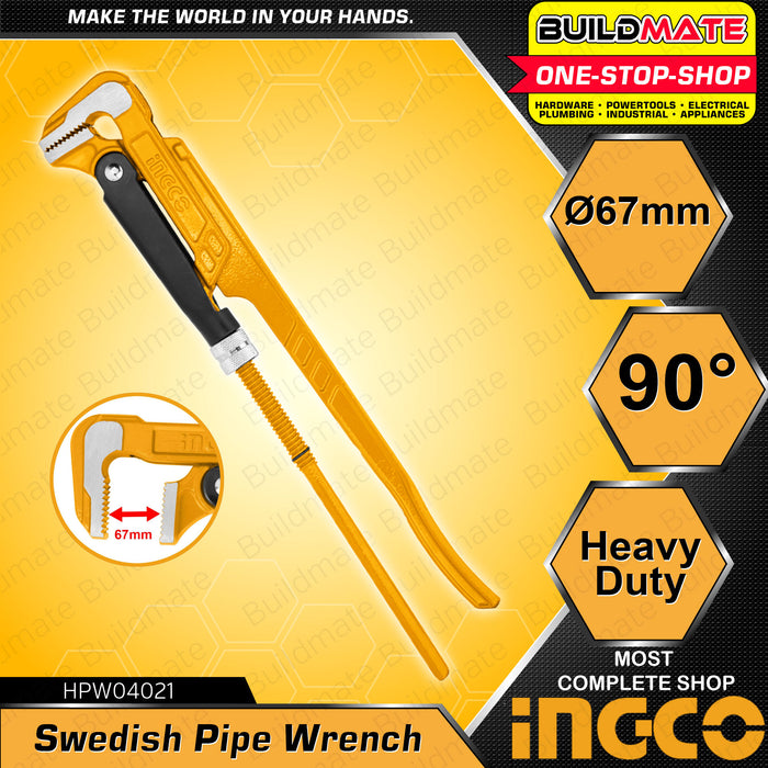 INGCO 2" Heavy Duty Carbon Steel Swedish Piping Wrench 45° | 90° SOLD PER PIECE •BUILDMATE• IHT