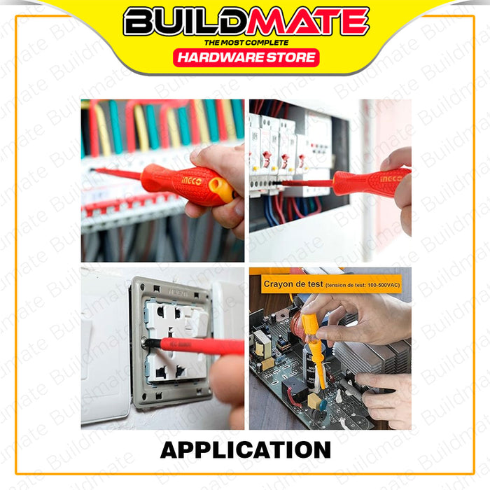 BUILDMATE Ingco 10PCS/SET Insulated Screwdriver With AC 100-500V Test Pencil Electricians Tool HKTV01S101 - IHT