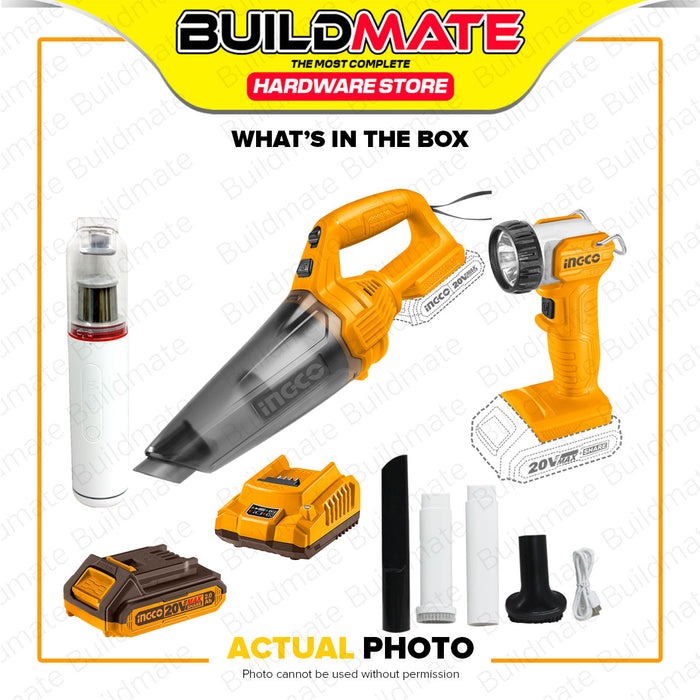 [EXCLUSIVE] BUILDMATE Ingco 3PCS/SET Lithium-Ion Cordless Combo Kit  2pcs Vacuum Cleaner and 20V Work Lamp Power Tools Combo Set COSLI20668 - I