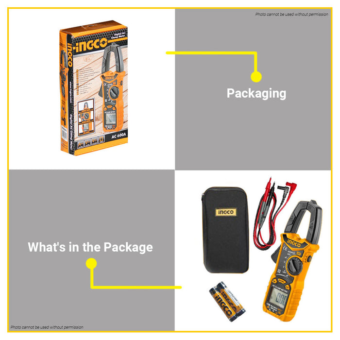 BUILDMATE Ingco Digital Clamp Meter Tester True RMS 6000 Counts Multimeter Voltage Tester DCM6003 - IPT