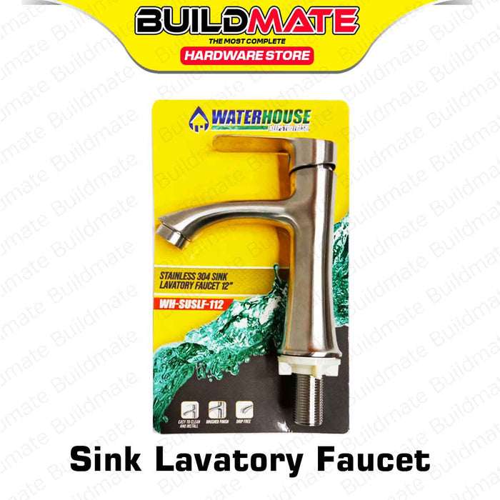 BUILDMATE Waterhouse Stainless 304 Sink Lavatory Faucet 12" Inch Anti-Splash Bathroom Sink Faucet Single Lift Handle Spout Tap SUSLF-212 / SUSLF-112