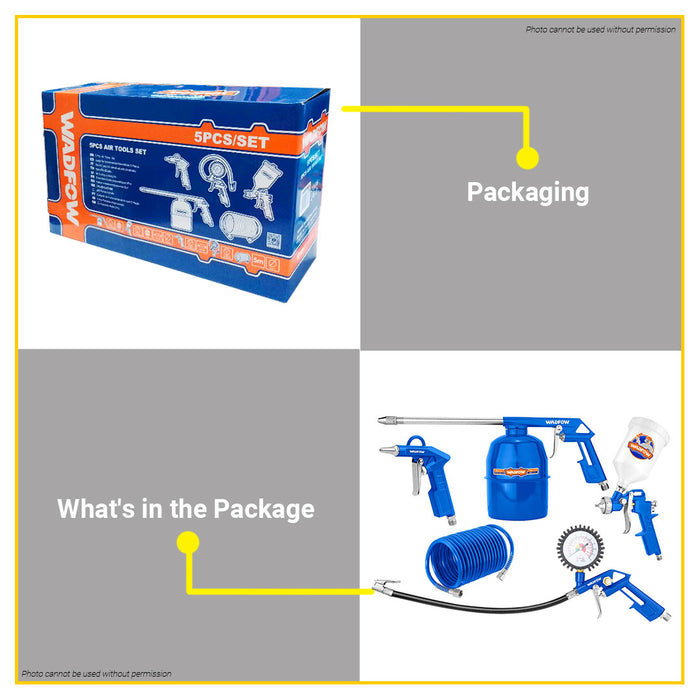 BUILDMATE Wadfow 5PCS/Set Paint Sprayer Air Tools Air Paint Spray Washing Gun Tools WAX1505 - WHT