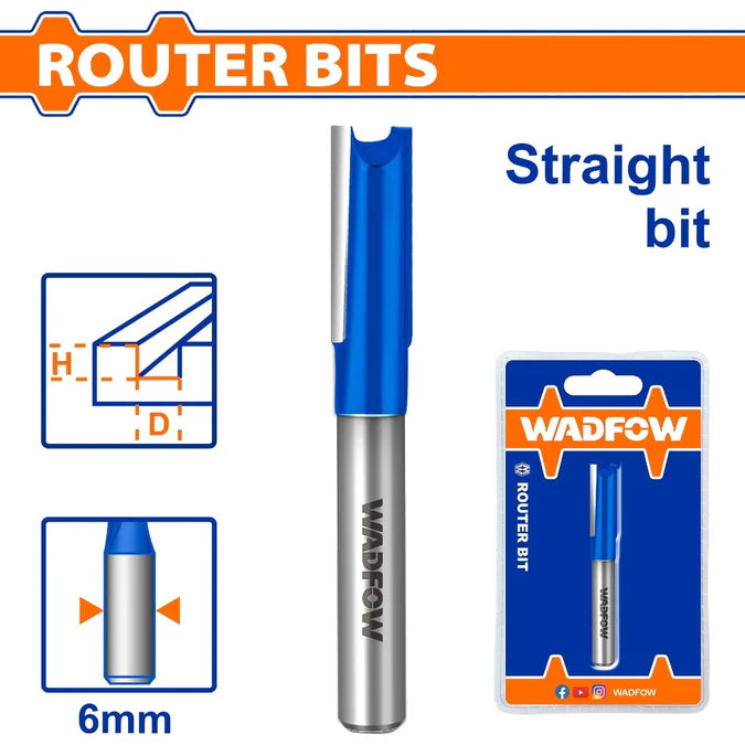 WADFOW 6.35mm-25mm Router Bit / Straight Bit Wood Milling Cutter SOLD PER PIECE WHT
