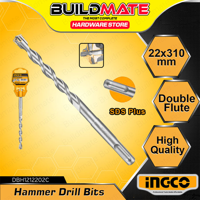 BUILDMATE Ingco SDS Plus Masonry Hammer Drill Bit 22x310mm Double