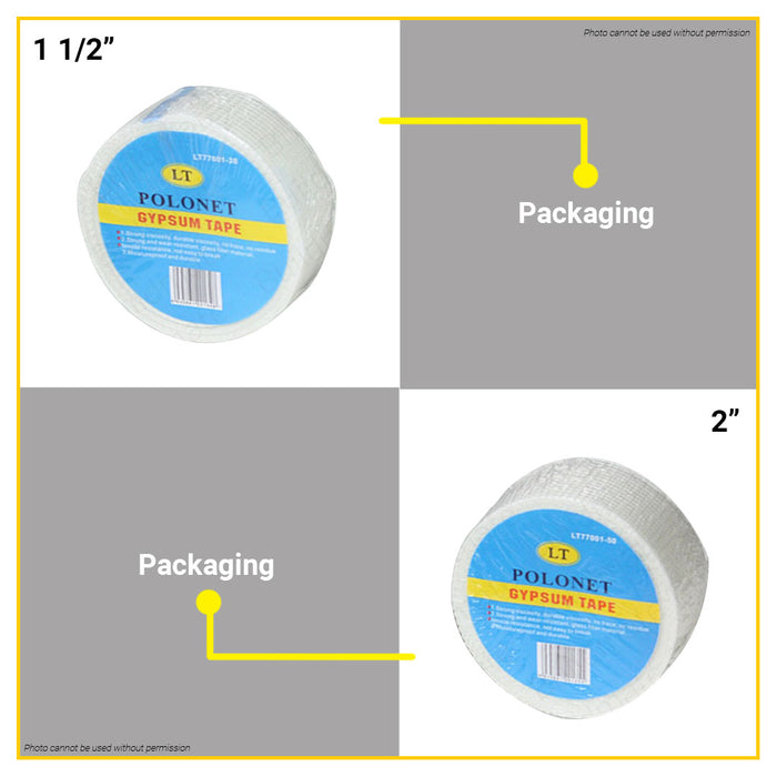 POLONET Gypsum Tape For Drywall Ceiling Walling Board Joint 1-1/2" | 2" Roll Mesh Tape •BUILDMATE•