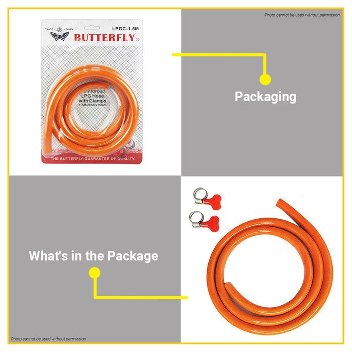 LPG Hose 300 PSI 3/8" x 1.5m High Quality •BUILDMATE•