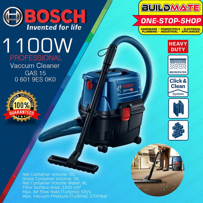 BUILDMATE Bosch 1100W  Heavy Duty Industrial 15L Vacuum Cleaner GAS 15 06019E50K0 BPT