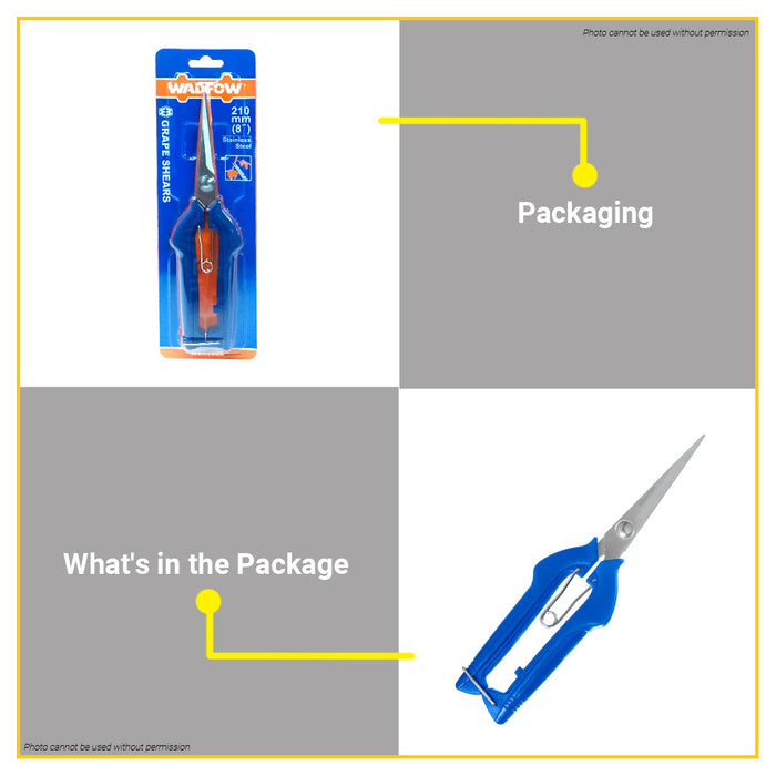 BUILDMATE Wadfow 8" Inch Stainless Steel Grape Shears 210MM Scissors Gunting WSX5608 - WHT