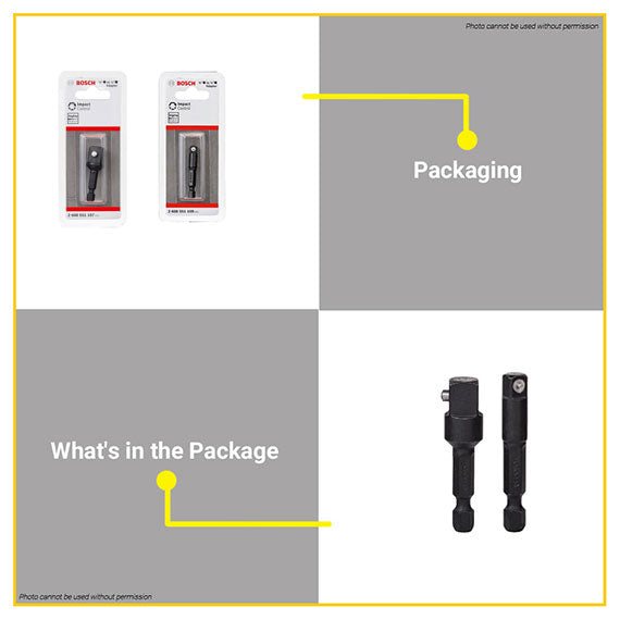 BUILDMATE Bosch 1/4" External Hex Shank Adapter for 1/4" Square Drive Accessories for Sockets - BAX