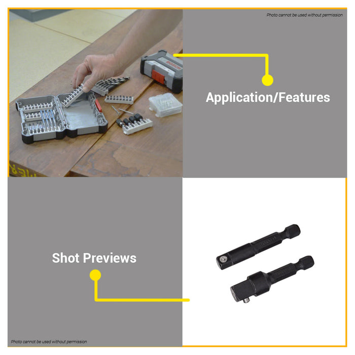 BUILDMATE Bosch 1/4" External Hex Shank Adapter for 1/4" Square Drive Accessories for Sockets - BAX