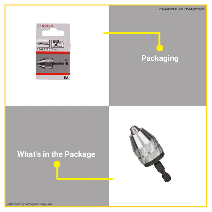 BUILDMATE Bosch Keyless Drill Chuck Adapter for 1/4" Hex Shank Rotary Impact Drills 2608572072 - BAX