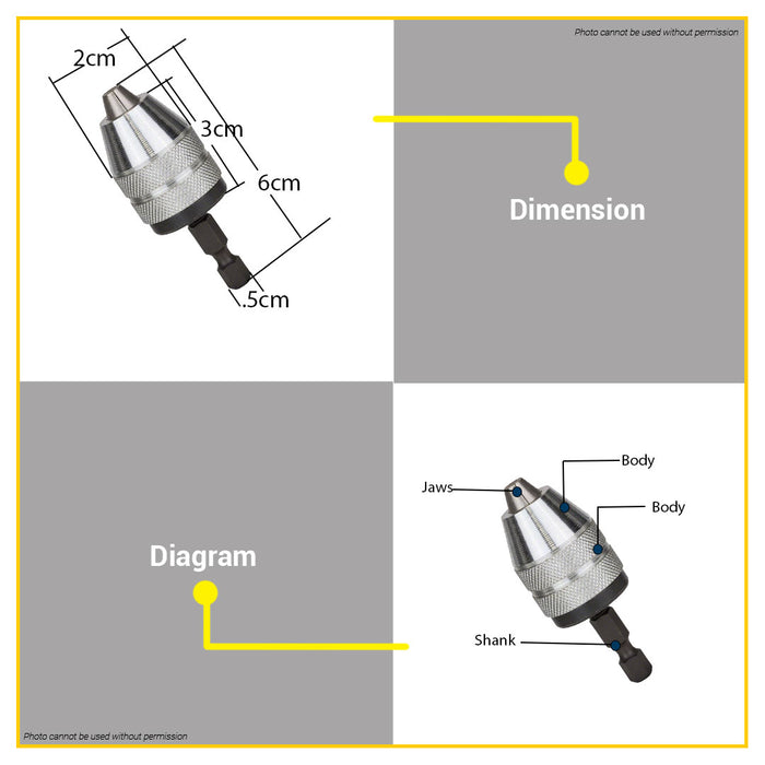 BUILDMATE Bosch Keyless Drill Chuck Adapter for 1/4" Hex Shank Rotary Impact Drills 2608572072 - BAX