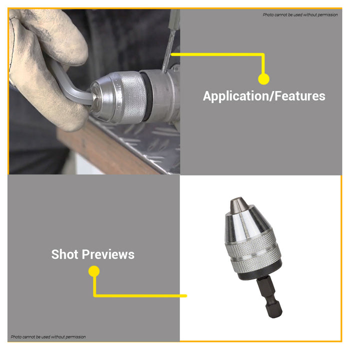 BUILDMATE Bosch Keyless Drill Chuck Adapter for 1/4" Hex Shank Rotary Impact Drills 2608572072 - BAX