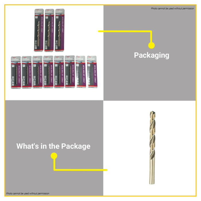 BUILDMATE Bosch Twist Drill Bit Set 1/16" - 3/8" Inch HSS-CO Cobalt Drills for Stainless Steel Drilling - BAX