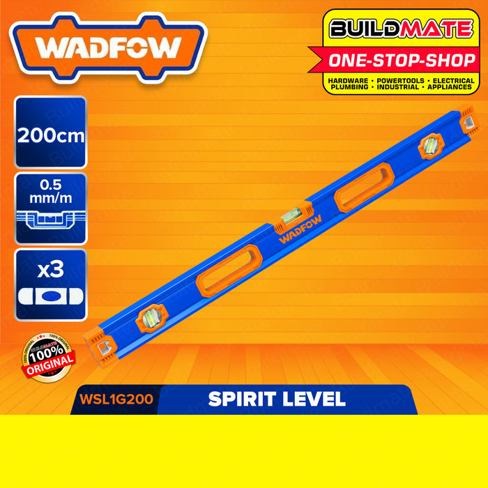 BUILDMATE Wadfow Spirit Level 180CM | 200CM [SOLD PER PIECE] Leveling Tool Aluminum Spirit Leveler Bubble Level Box Spirit Level Double Side Milled WSL1G180 | WSL1G200 • WHT