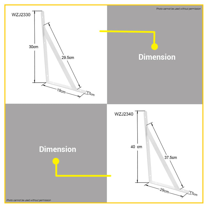 BUILDMATE Wadfow Heavy Duty Shelf Brackets 2MM Thickness 5" | 6" | 7" | 10" Inch Angle Corner • WHT
