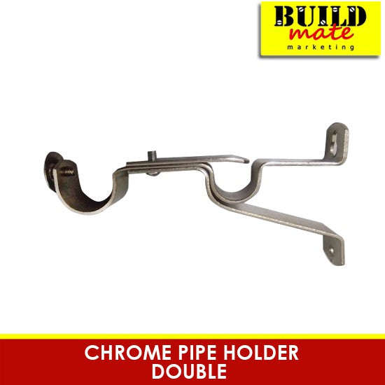 Chrome Curtain Pipe Holder Single / Double SOLD PER PIECE •BUILDMATE•