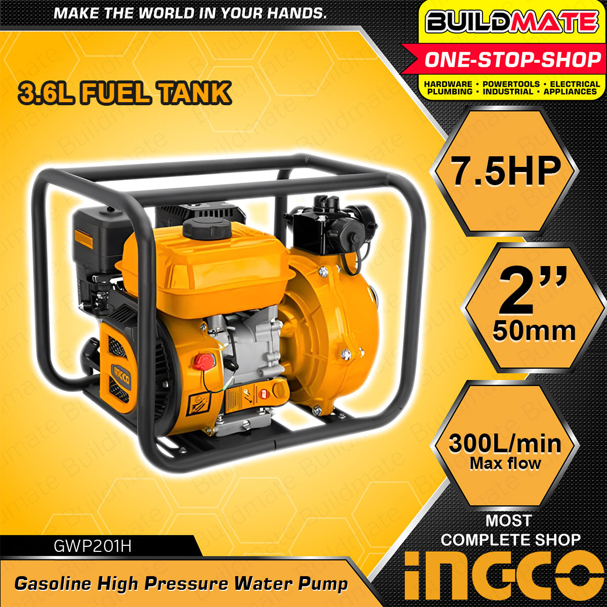 INGCO 2" Gasoline High Pressure Water Pump 7.5HP with Double Impeller