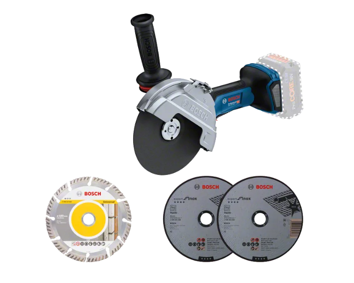 Buildmate x BOSCH Cordless Angle Grinder 18V 180mm BITURBO Brushless Heavy Duty Grinder GWS 18V-180 P 06019H6L01 BLC