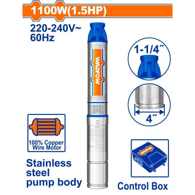 Buildmate x WADFOW 4" Deep Well Pump 0.5HP & 1.5HP 220V Stainless Steel with Control Box WPT
