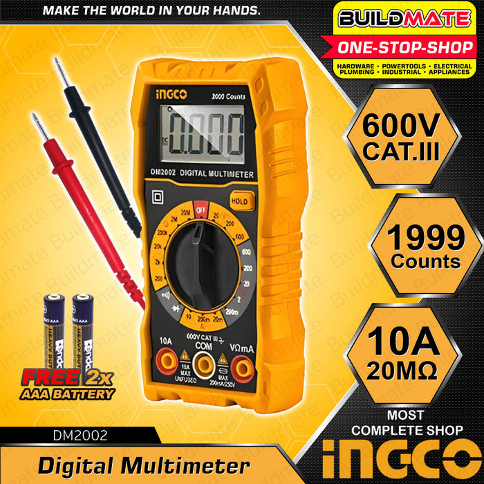 Multimeter Inco BUILDMATE Ingco Digital Multimeter Tester CAT.III 600V 1999C Multi Tes ...