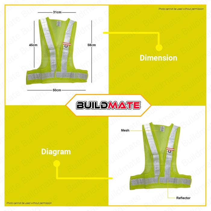 Safety Vest Green | Black Polyester Safety Vest With Reflective Strips High Visibility Reflection Vest [SOLD PER PIECE] SVESTGRN | SVESTBLK •BUILDMATE•