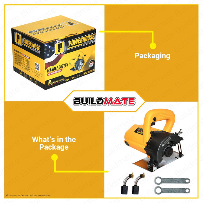 BUILDMATE Powerhouse USA Marble Cutter 110mm 1350W Marble Tile Cutter Cutting Saw Concrete Marble Cutter Saw Blade Machine Electric Groove Cutter Masonry Saw  PHMCM4100H - PHPT