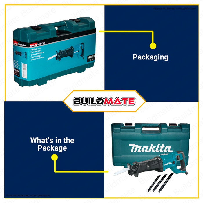 BUILDMATE MAKITA Original Reciprocating Saw 1200W 30MM Recipro Saw with 3pcs Recipro Saw Blades Wood Metal Cutting Saw Variable Speed JR3051TK •