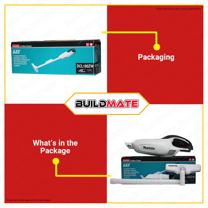 BUILDMATE Makita WHITE Li-Ion Cordless Vacuum Cleaner 18V 650ML Portable Handheld Vacuum Cleaner Cordless Cleaner Cleaning Tools DCL180ZW • LXT