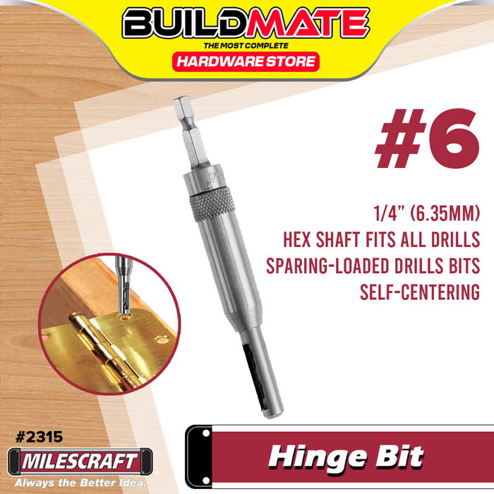 BUILDMATE Milescraft Hinge Bit #4 / #6 / #8 Self-Centering Hinges Alignment Carpentry Drill Guide Bit SOLD PER PIECE