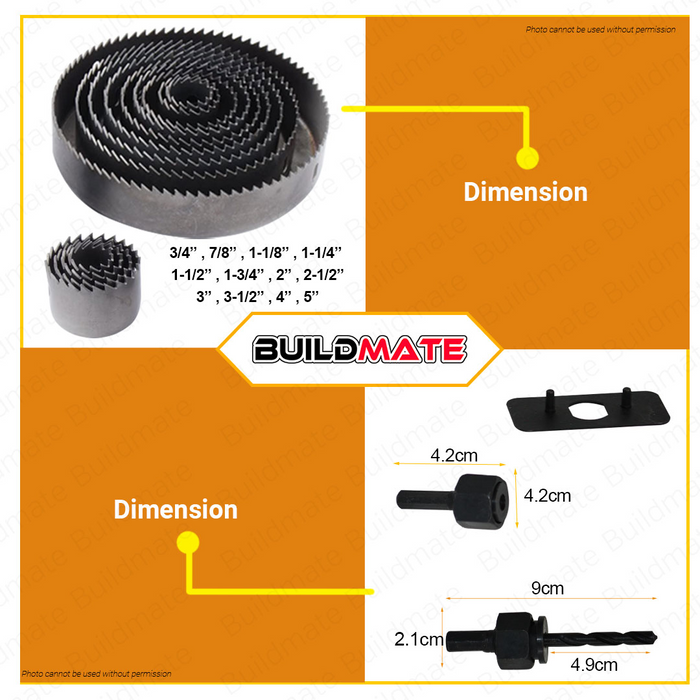 PROMAN GERMANY Hole Saw Holesaw 16PCS/SET RR-554 •BUILDMATE•