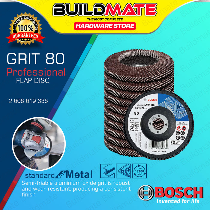 BUILDMATE Bosch 100mm 11PCS SET Flap Disc Sanding Disc Wheel 36Grit Buildmate
