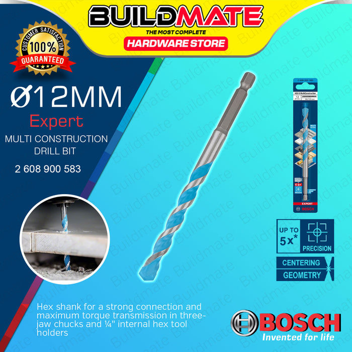 BUILDMATE Bosch EXPERT HEX-9 MCB Multi Construction Drill Bit 1/4" Shank 3MM - 12MM for Wood - BAX