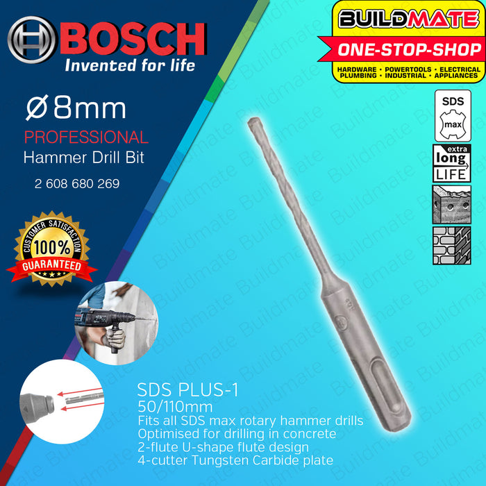 BOSCH Hammer Drill Bit SDS Plus-1 10MM - 12MM for Concrete & Masonry Wall Fast Drilling - •BUILDMATE• BAX