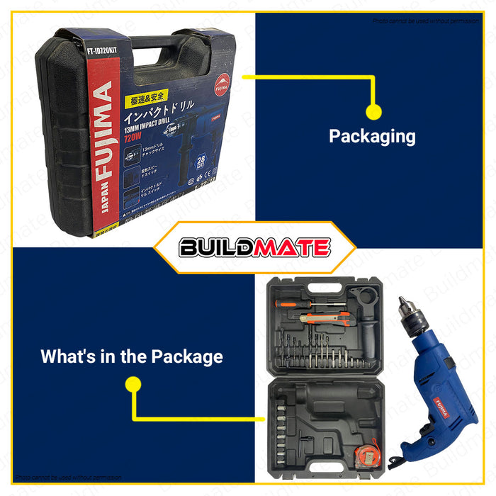 FUJIMA Impact Drill Tool Kit 28PCS/SET 720W FT-ID720KIT / HOYOMA HTID-700KIT •BUILDMATE•