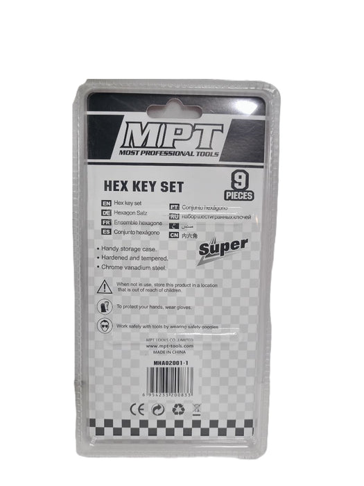 MPT 9pcs Hex Key Set MHA02001-1 HT •MOST PROFESSIONAL TOOLS •