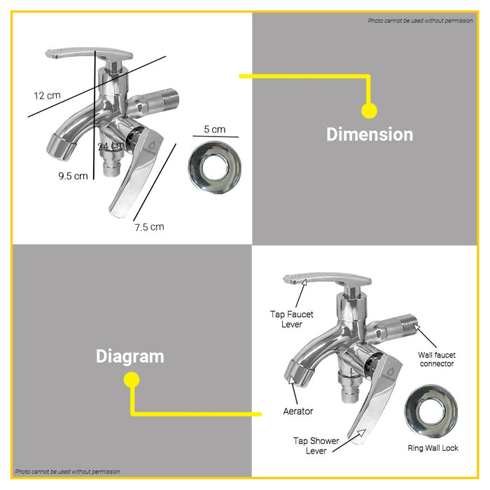 WATERHOUSE by POWERHOUSE 2 Way Bibb Tap Faucet Lever Handle 230441 •BUILDMATE•