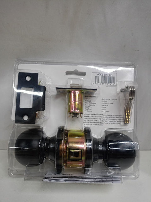 YALE Cylindrical Knobset Entrance Function (Black) #YCK6501-BK