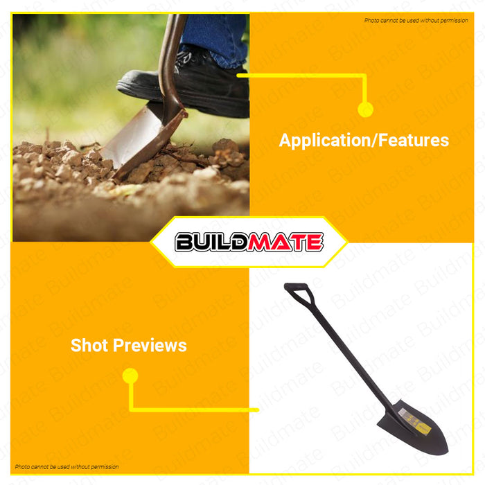 LOTUS All Steel Shovel POINTED / SQUARE •BUILDMATE• LHT LUTOS — Buildmate