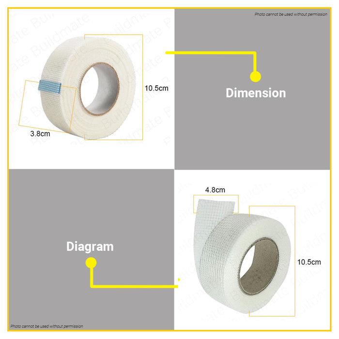 POLONET Gypsum Tape For Drywall Ceiling Walling Board Joint 1-1/2" | 2" Roll Mesh Tape •BUILDMATE•